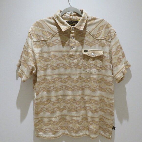 HOWLER BROS. Ranchero Polo Shirt Taki Jacquard Brown Rice Western Pearl Snap - Picture 2 of 16